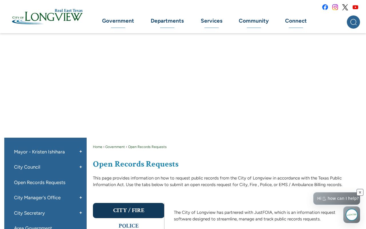 Longview residents directory reference to the City of Longview public records request portal